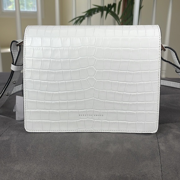 MARGE SHERWOOD ~ Croc Embossed White Vintage Brick Matiss Shoulder Bag ~ NWT! - Picture 3 of 10